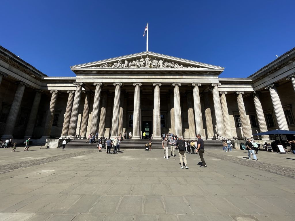 LONDON - SEPTEMBER 05: A view of the entrance of British Museum in London, September 05, 2023. The Turkish government demanded the return of Turkish - Ottoman artifacts after the theft and disappearance of valuable artifacts in United Kingdom's museums. (Photo Behlul Cetinkaya/Anadolu Agency via Getty Images)